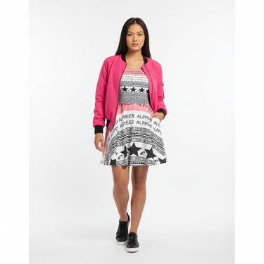 Geometric Star Dress - Pink Bomber Look