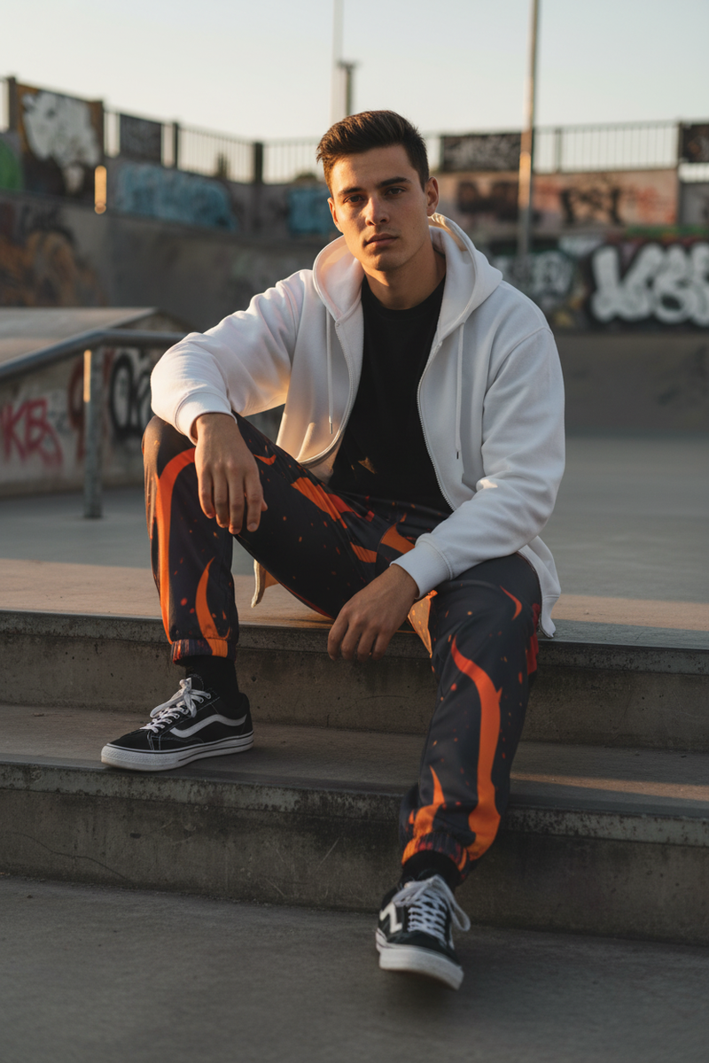 Inferno pants skate park golden hour