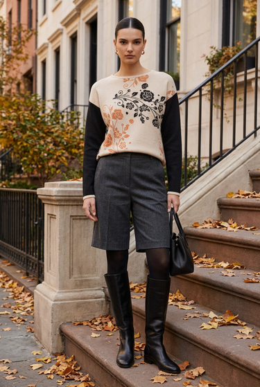 Jardin Noir with charcoal shorts