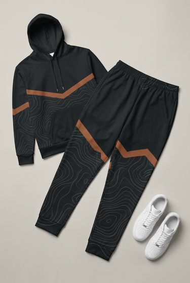 Joggers with a matching printed hoodie concept