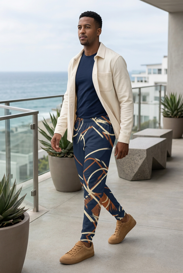 Joggers with cream overshirt