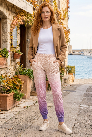 Joggers with cropped camel jacket