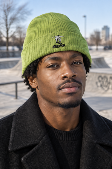 Leaf Green beanie editorial