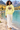 Lemon sorbet hoodie with cream linen trousers on a female model