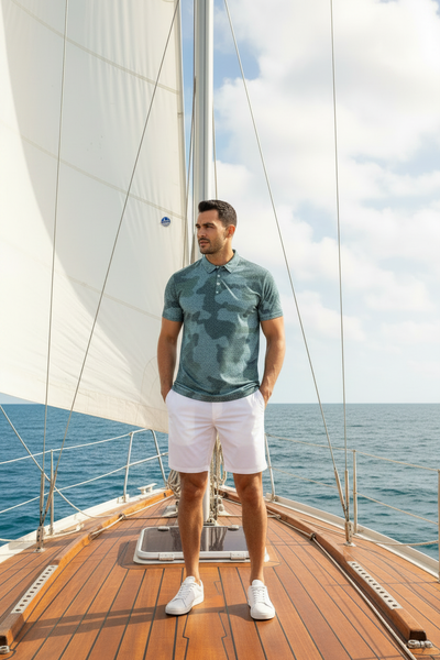 Look 1 — Sailboat White Boardshorts