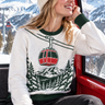 Look 5: female model, gondola cabin