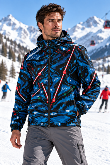 Look 7: ski slope, zipped, hood down