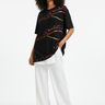 Look 9 - Layered chic with white wide-leg pants