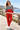 Look styled with red joggers