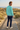 Male aqua sweatshirt back-view editorial