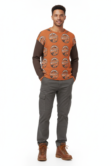 Male model - adventure-ready with cargo pants and hiking boots