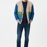 Male model - buttoned cardigan with jeans