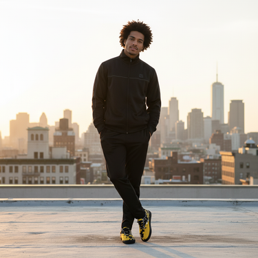 Male model city rooftop
