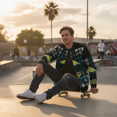 Male model - Skate park with skateboard