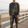 Matching sweatshirt and joggers on boardwalk