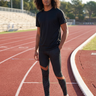 Men’s leggings on an outdoor athletics track
