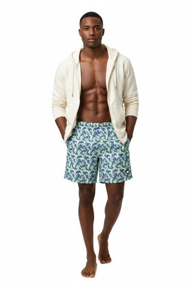 Model with cream hoodie