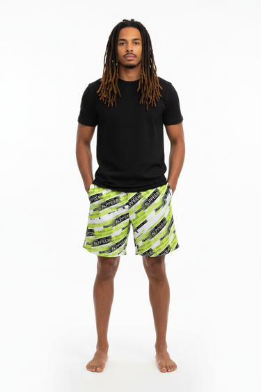 Model with dreadlocks in black tee