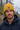 Mustard Yellow beanie on forest trail