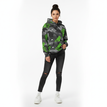 Neon Camo Hoodie Black Denim Female