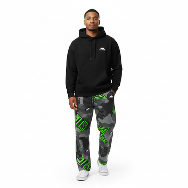 Neon Camo Joggers Black Hoodie Male