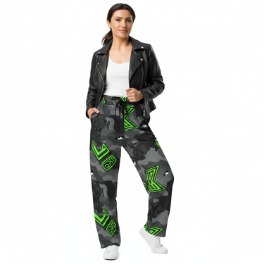 Neon Camo Joggers Leather Jacket White Female