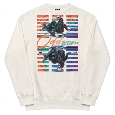 Oatmeal Heather sweatshirt close-up