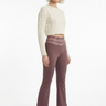 Plum flare leggings with ivory knit
