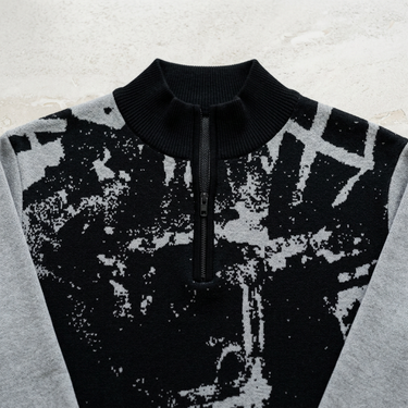 Quarter-zip collar and chest close-up