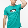 Red-haired model in teal