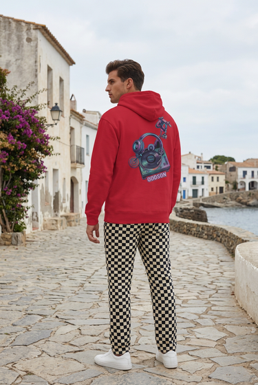 Red hoodie front editorial