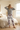 Relaxed bedroom look with camo joggers and grey sweatshirt