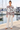 Rose-camo sweatshirt with ivory linen trousers