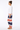 Side view of striped joggers on white background