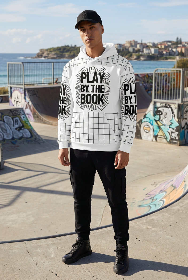 ALPPEER Play By The Book Unisex Cotton Hoodie – White & Black