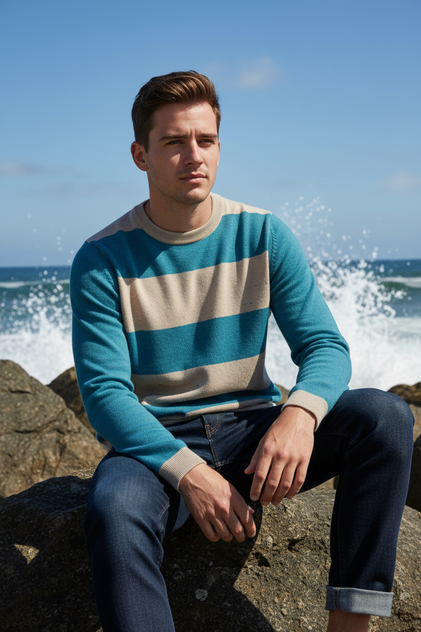 Stripe Sweater – Beach Rocks Front
