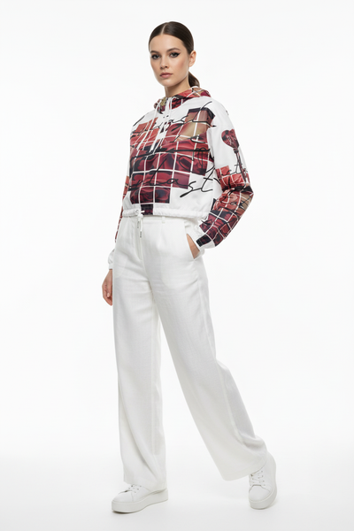 Styled with white linen pants - Elegant monochromatic look