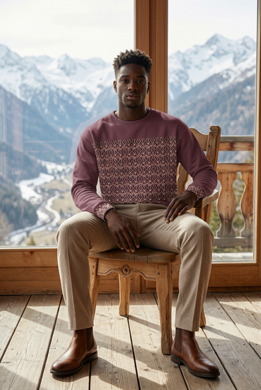 Sweater seated chalet editorial