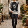 Sweater with charcoal shorts and boots