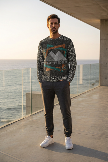 Sweatshirt styled with charcoal joggers