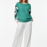 Sweatshirt with White Linen Pants Front