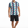 T-shirt with black boardshorts