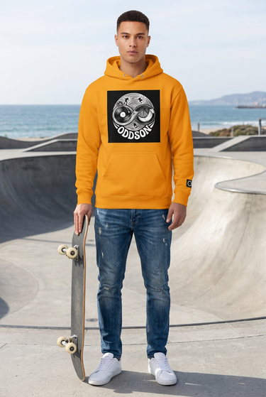 Team gold hoodie skatepark editorial
