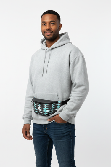 Tech Grid Fanny Pack Male Front Angle