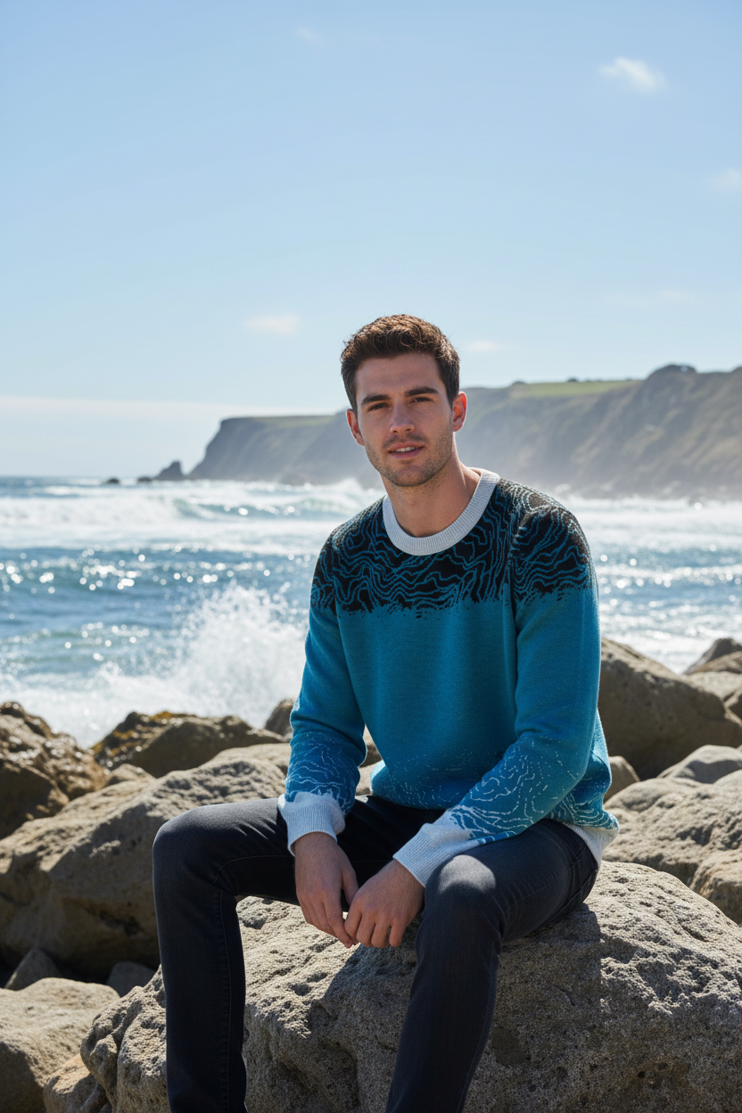 Topo Wave Sweater – Beach Rocks Day