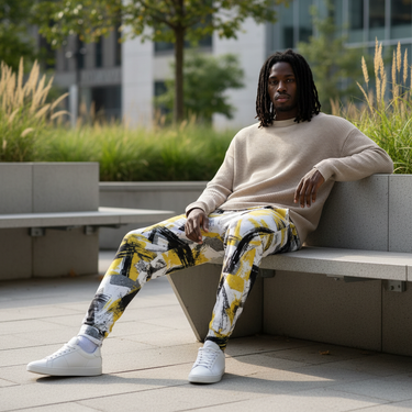 Urban Flow Joggers - Black model with sweater