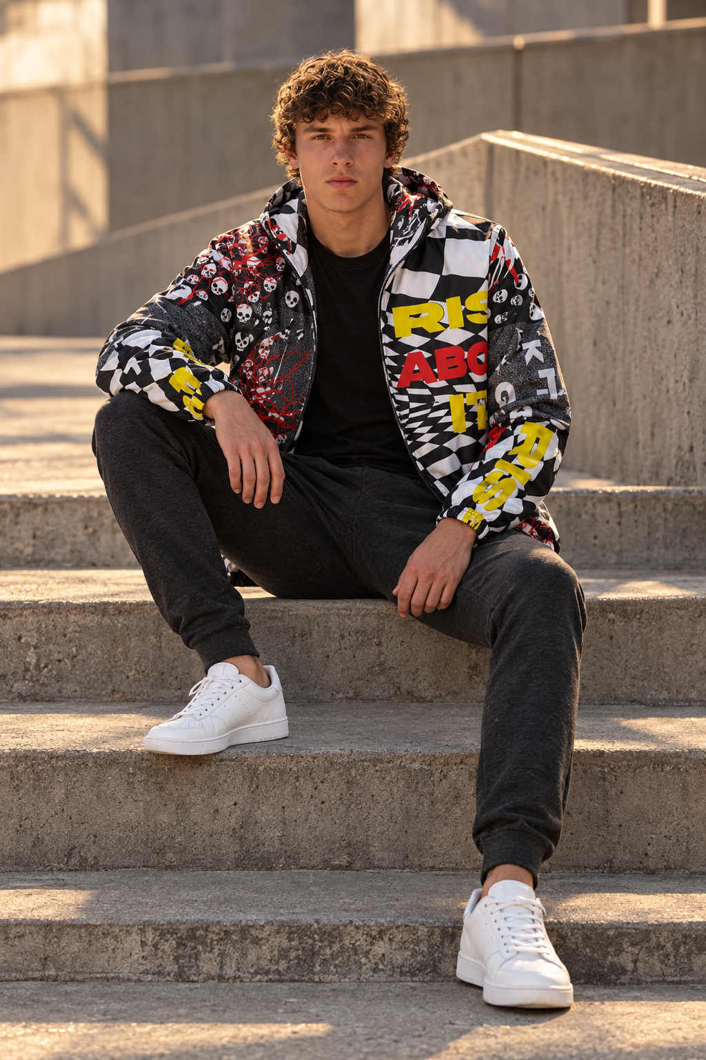 Vertigo windbreaker seaside promenade look