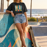 Washed Black crop tee, skate look