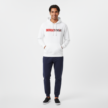 White hoodie with track pants