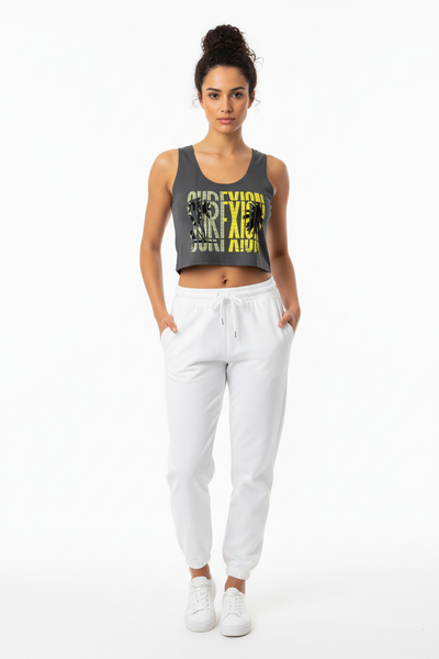 White Joggers Front